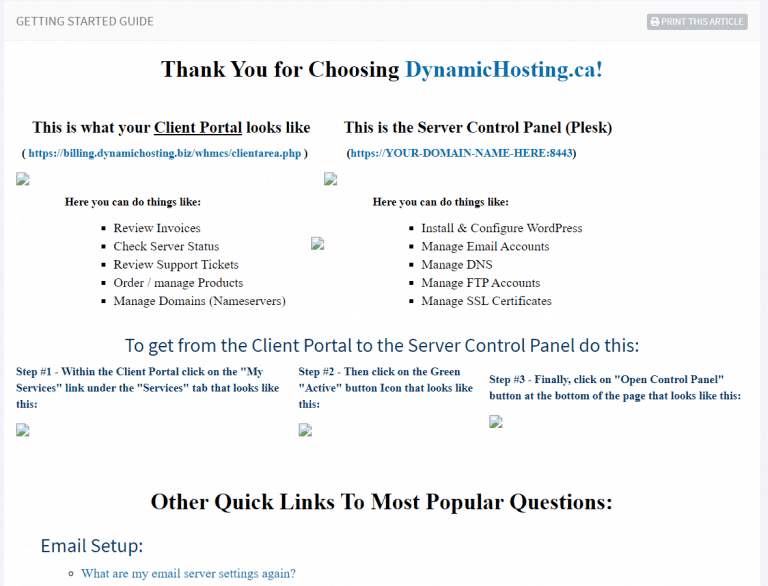 Dynamic Hosting - Aide en ligne