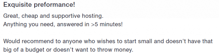 Dynamic Hosting - Avis client 1