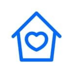 icone maison avec un coeur à l'intérieur