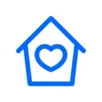 icone maison avec un coeur à l'intérieur